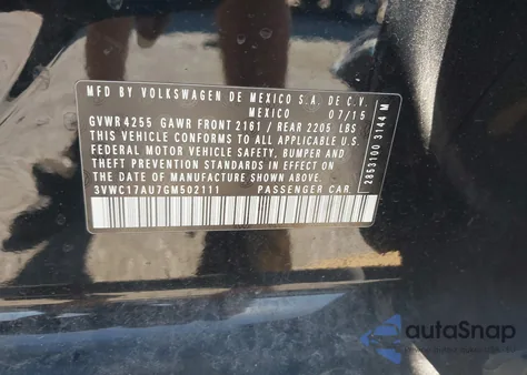 2016 Volkswagen Golf Sportwagen Tsi S 4-Door z USA, uszkodzony, nr VIN 3VWC17AU7GM502111